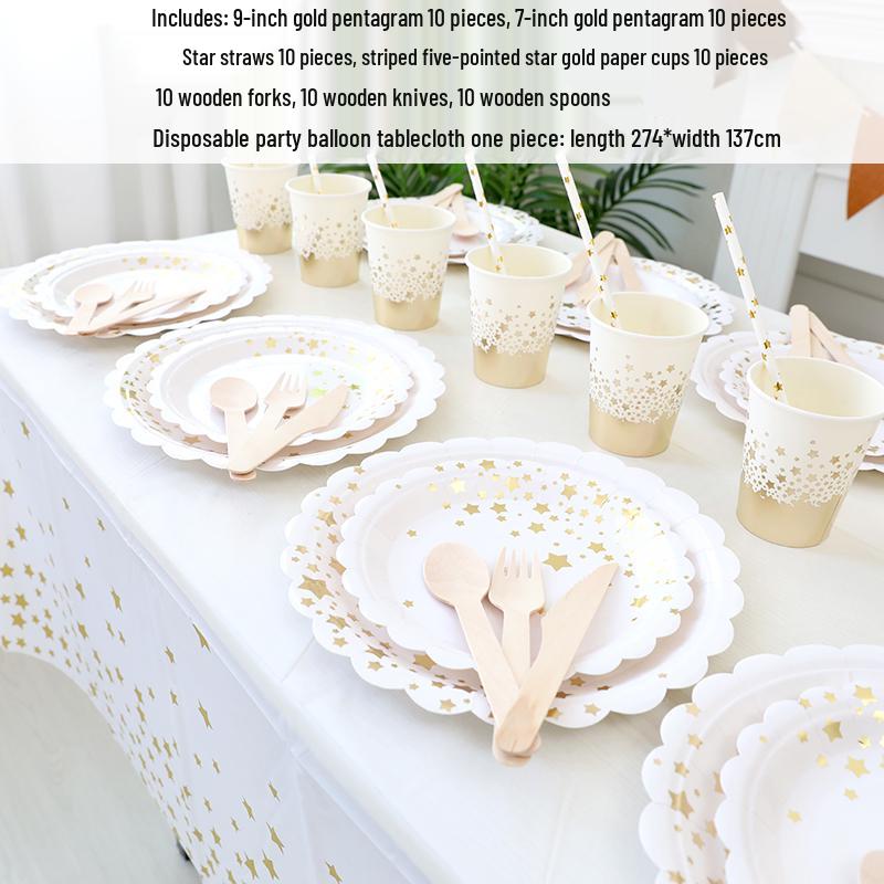 Kids' Party Disposable Tableware: Birthday Tablecloth, Cake Plates, and Dessert Table Decor