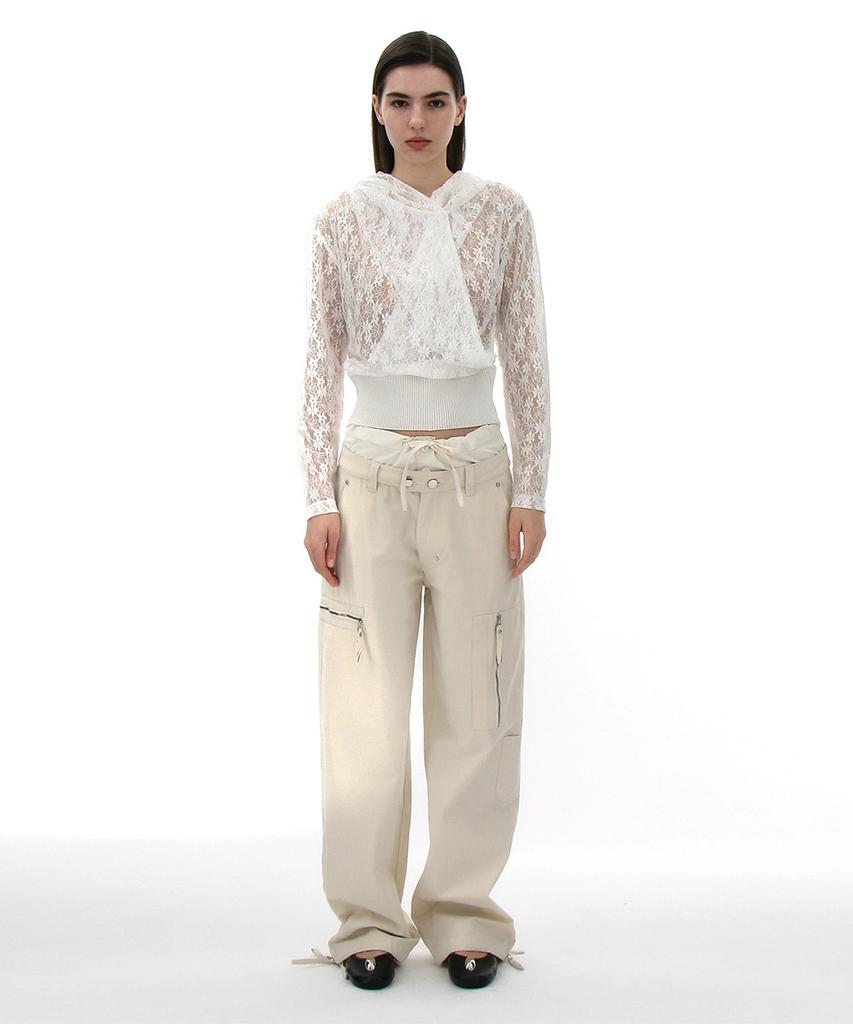 PARTIMENTO WOMEN Double Layered Waist Cargo Pants_Ecru