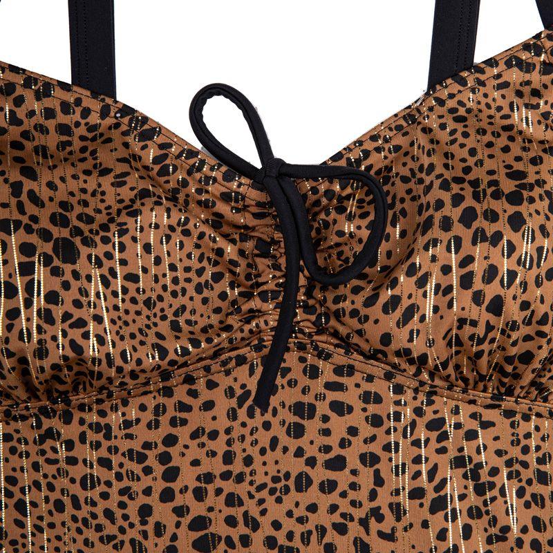 Maillot de bain 2 pièces Tankini noir léopard Femme LAGUNE