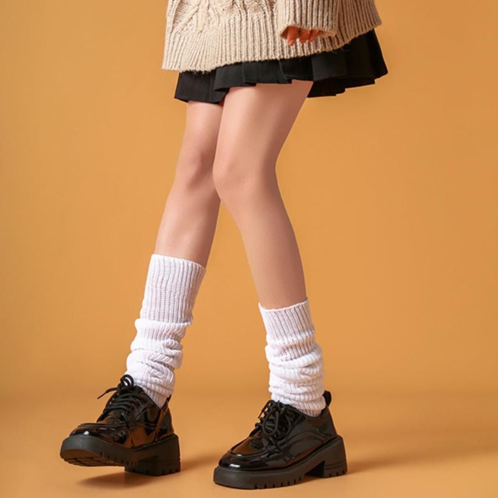 MOOKISOO 60cm Loose School Halloween High School Girl Warm White Socks, Socks, Uniform, Socks, Women's, Cute, White, Costume,