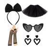 80s Costume Accessories Women,80s Vintage Party Dress Fishnet Gloves Tutus Skirts,Bows Headband Hair Band Heart Glasses