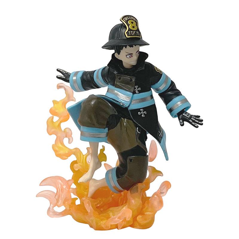 Anime Shinra Kusakabe Figur Szene Fire Force Spezialeffekt Blut Desktop-Puppe Actionfigur Sammlung Geschenke
