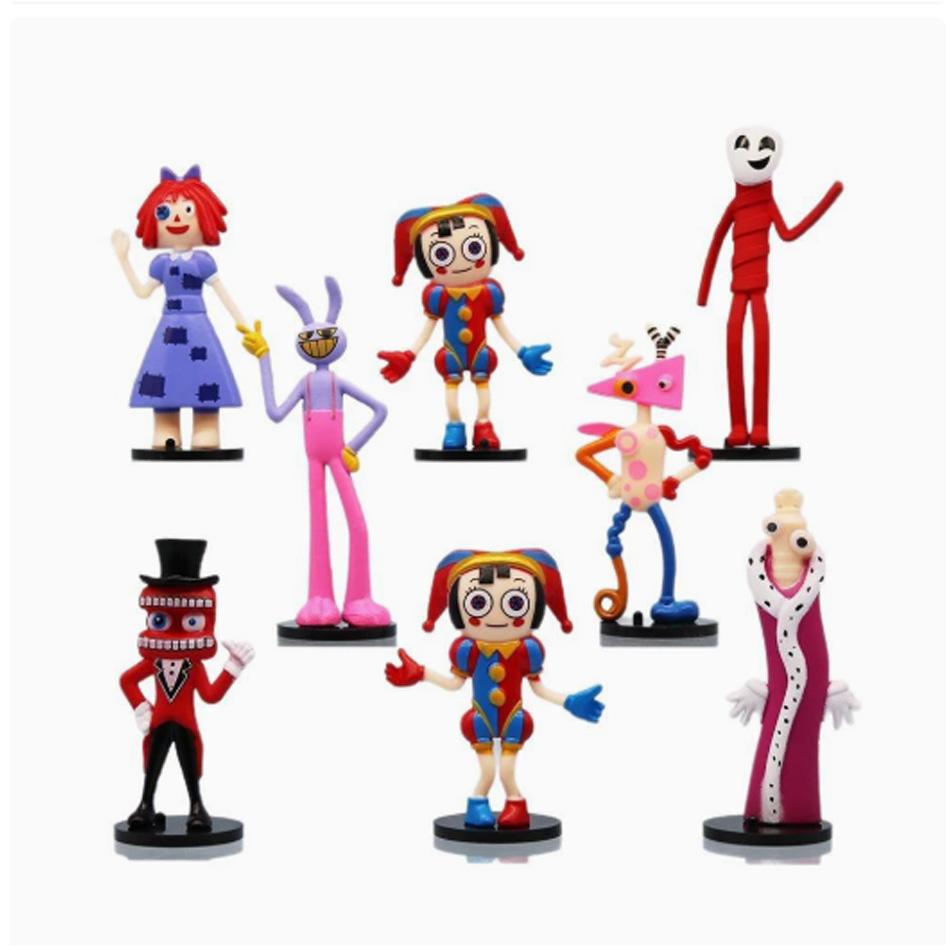 **8 ks Sada Úžasná Cirkusová Digitální Anime Postavička Ragathajaxpomni Postavička Akční Sběratelský PVC Model Panenka Hračka Dárek k Narozeninám**