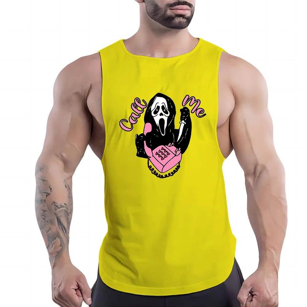 Sommer Herren Fitness Outdoor Sport Rundhalsweste Totenkopfmuster 2D Gedruckt Jugend Trend Atmungsaktives Ärmelloses Shirt