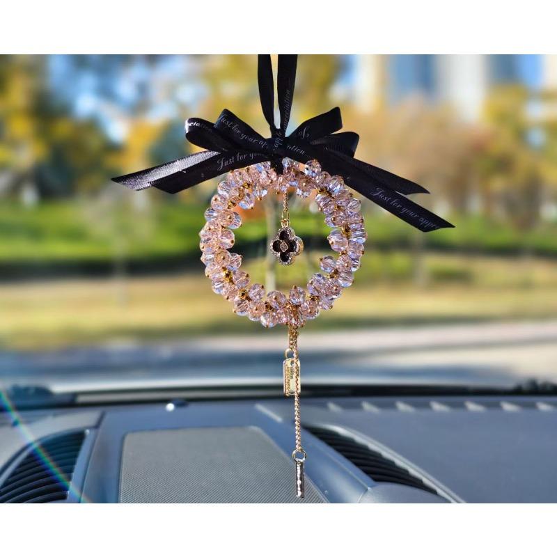Women S Four Leaf Clover Rhinestone Crystal Car Pendant Interior Decoration