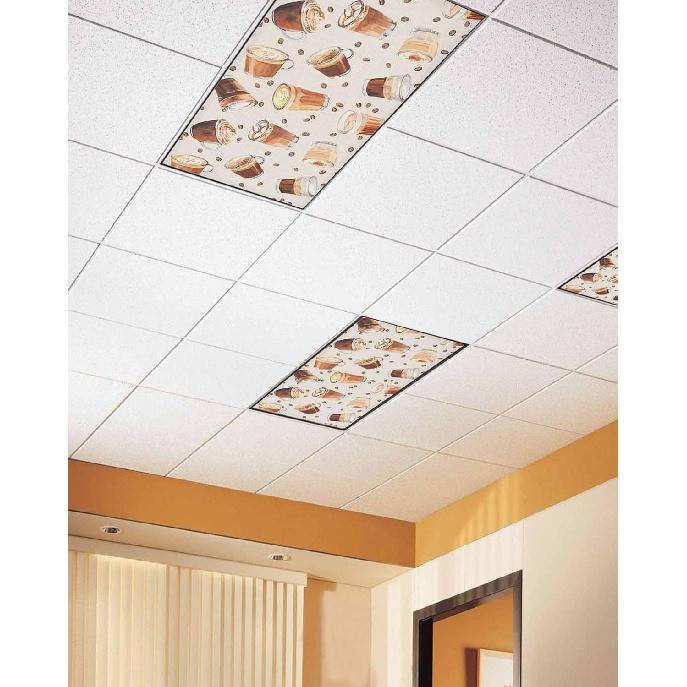 Coffee Themed Fluorescent Light Covers for Ceiling Lights 4x2 feet,4 Pack Magnetic Light Filters for Classroom,Coffee Beans Cappuccino Rustic