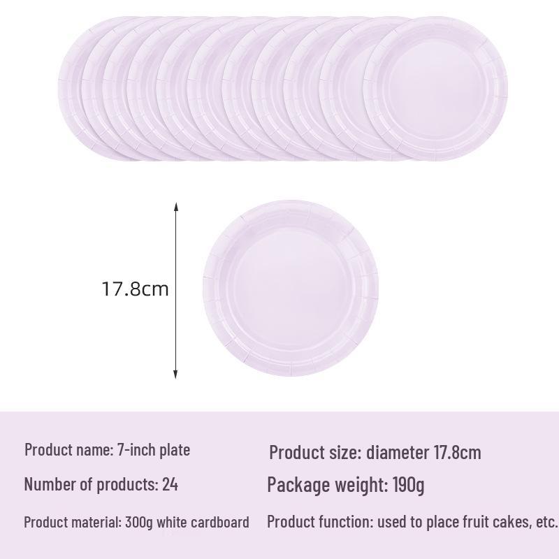New Taro Purple Tableware Set: Solid Color Paper Plates, Cups, Napkins, Tablecloth - Disposable Party Supplies
