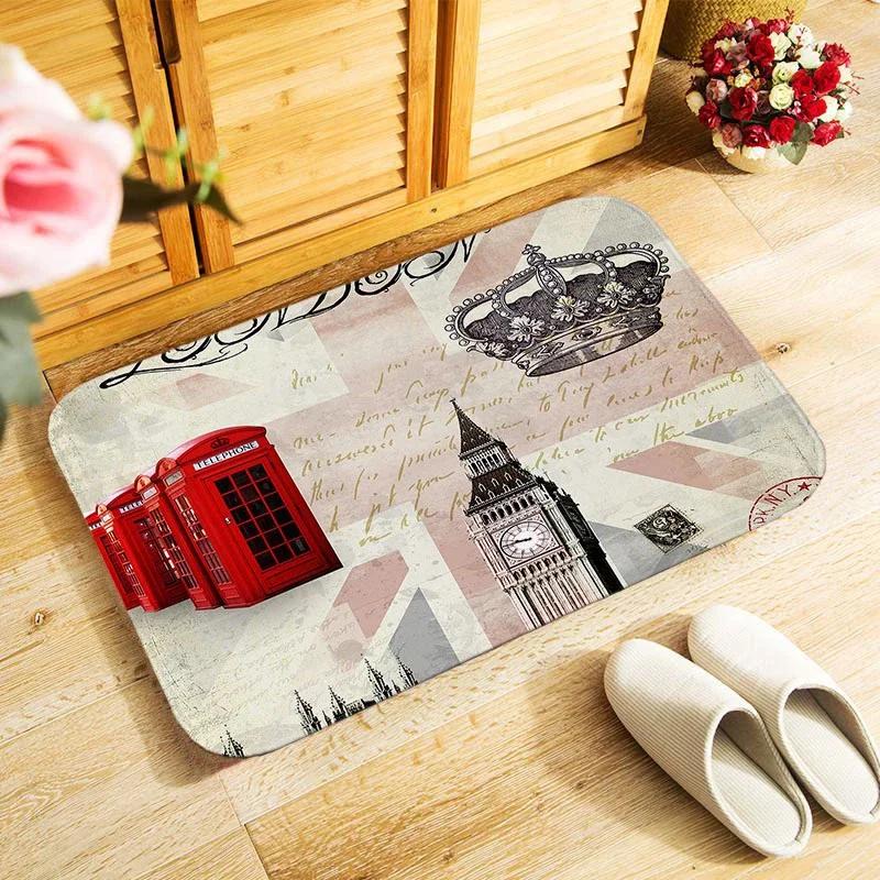 

Винтажная лондонская телефонная будка 40x60см уличный придверный коврик небольшой коврик для спальни кухни прихожей придверный коврик противоскользящий коврик для двери 40x60CM