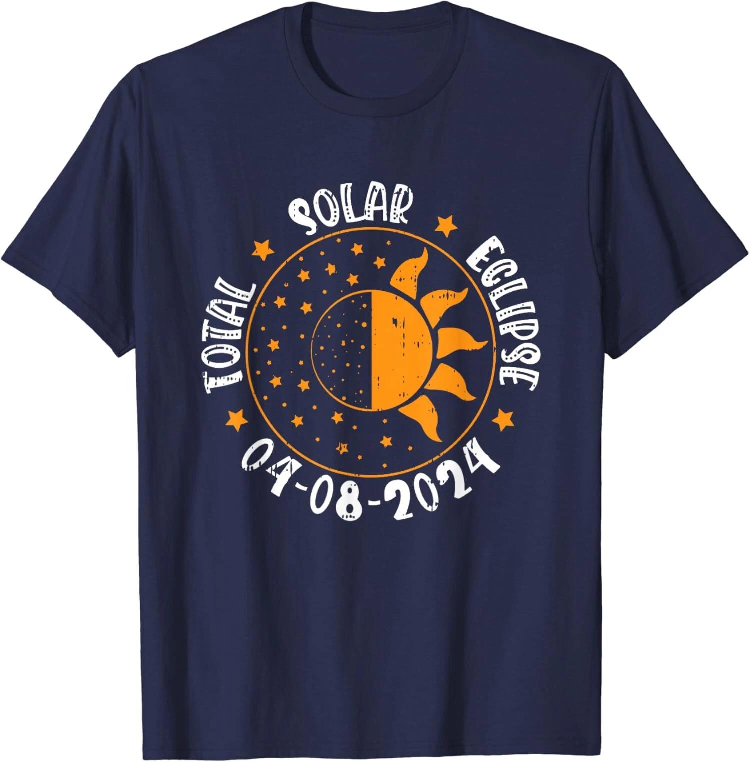 Moon Sun Retro Total Solar Eclipse April 8 2024 Unisex T shirt XL