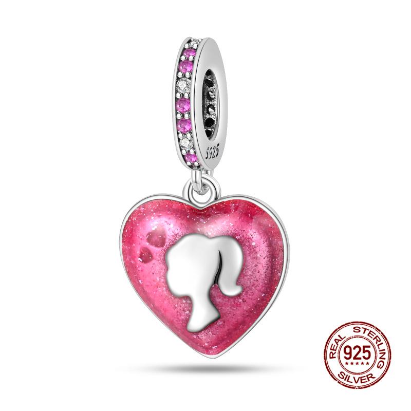 Original Charms Copper Pink Girly Heart-Shaped Charms Bead Fit 3Mm Original Bracelet Womens Diy Fine Jewelry Gifts