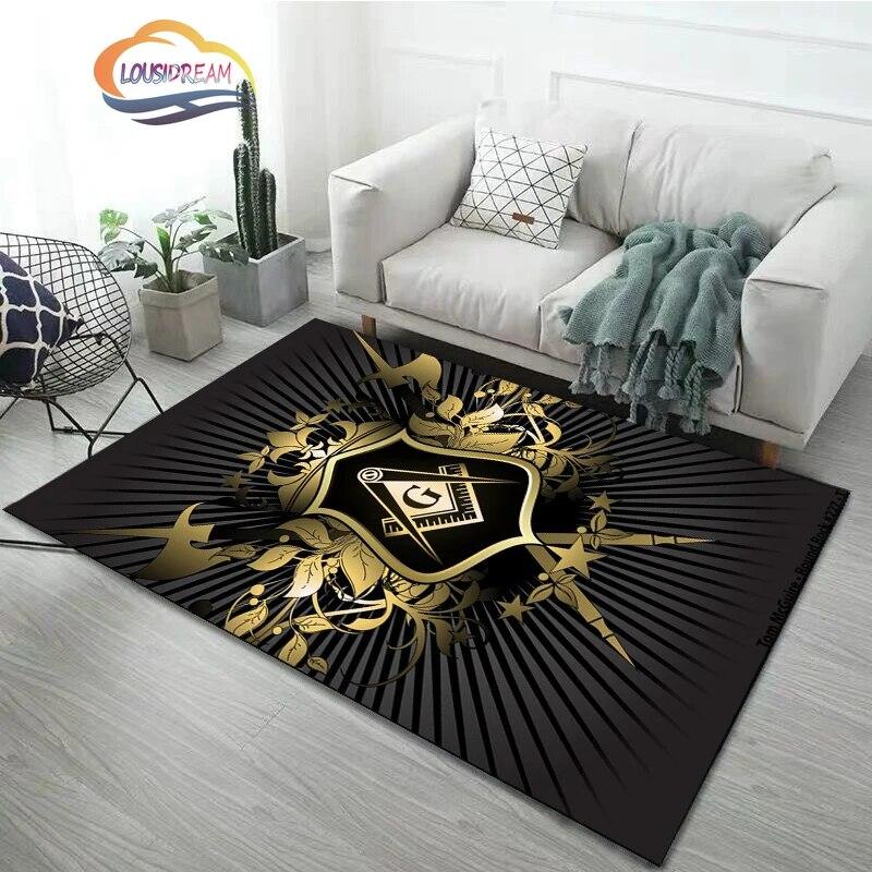 Νεότερο μοδάτο χαλί Freemasonry Χαλί Μασονικό μαλακό χαλάκι πόρτας Χαλιά κρεβατοκάμαρας Freemason Σαλόνι Πόρτα Δάπεδο Χωλ Χαλάκι Χαλάκι γιόγκα