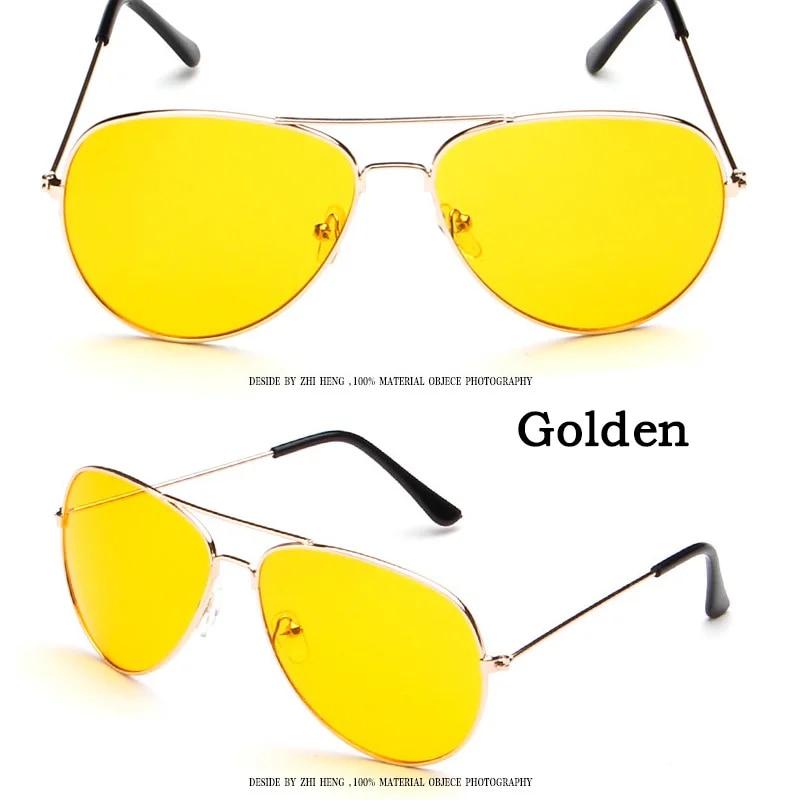 High Quality Pilot Sunglasses HD Unisex Mirror Sunglasses Yellow Night Vision Glasses for Men Women
