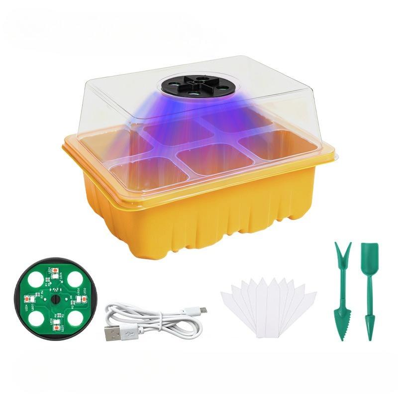 Disco Iniciador de Sementes com Lâmpada de Crescimento, Kits de Germinação de Sementes, com Cúpula de Umidade Ajustável, Disco Iniciador de Mudas com Tampa Elevatória