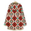 Hooded Jacket Women Plus Size Loose Long Coat Warm Fleece Retro Printed Outwear Pockets