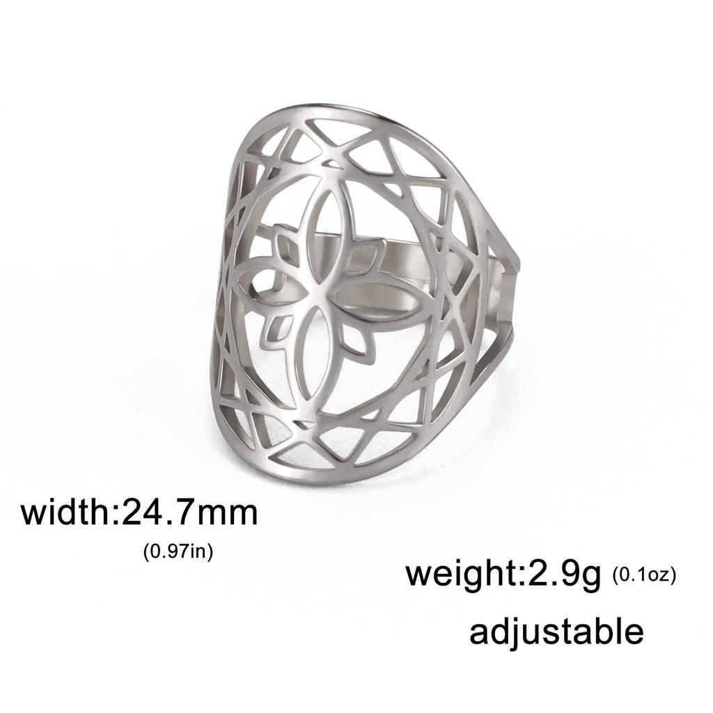 COOLTIME Witch Knot Men Rings Stainless Steel Adjustable Geometric Flower Finger Rings for Women Jewelry Gift