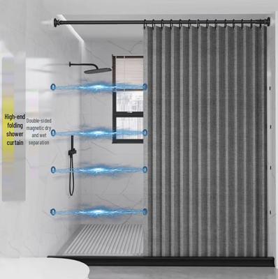Waterproof & Mildew-Proof Magnetic Folding Shower Curtain for Bathroom and Bedroom