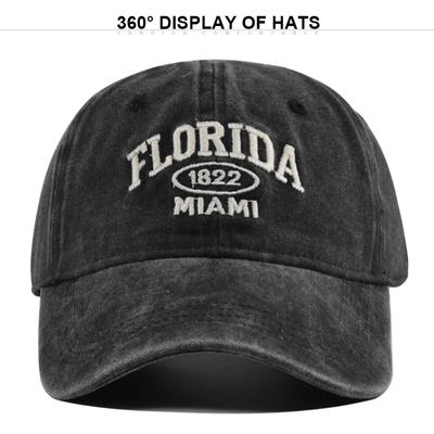 Unisex Vintage Baseball Cap FLORIDA Letter Embroidery Outdoor Travel Casual Sunshade Hat Men Women Hip Hop Hat Soft Top Hat