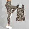 Luipaardprint en Graffiti Patroon Print Yoga Outfit voor Dames Mode Workout Leggings Fitness Sport Casual Yoga Set Sportpak