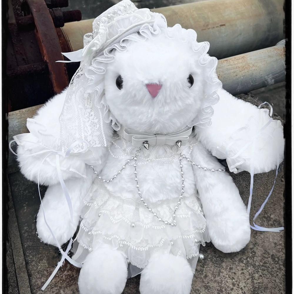 

JIAERDI Plush Rabbit Lolita White Backpack Women Subculture Lace Chain Chic Y2k Backpacks Hot Girls Harajuku Mochila Aesthetic 22x36x8cm белый