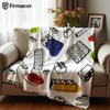 Line Art Building Block Toy Soft Flannel Blanket Breathable Warm Throw for Office Car Sofa Kids Room Birthday Xmas Gift