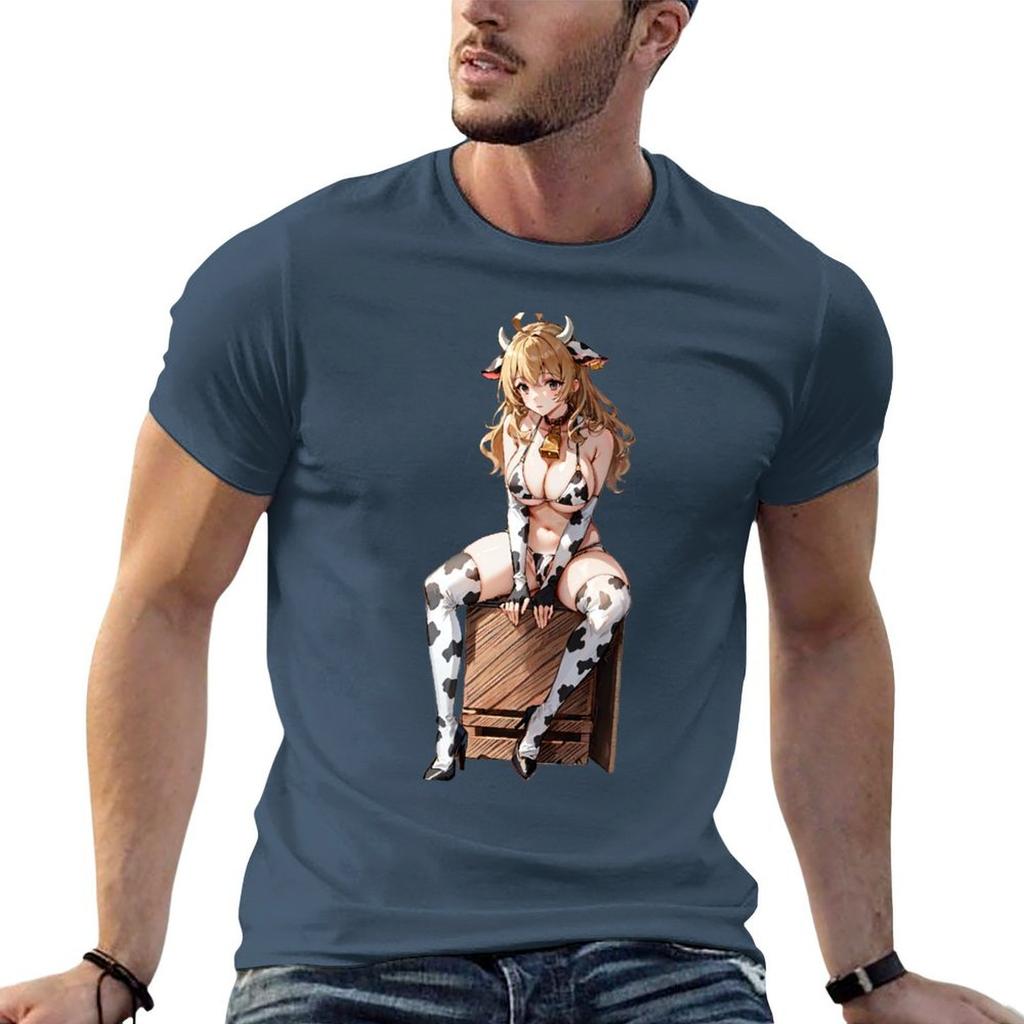 Anime Cow Girl Tshirt Casual Graphic Print Tee