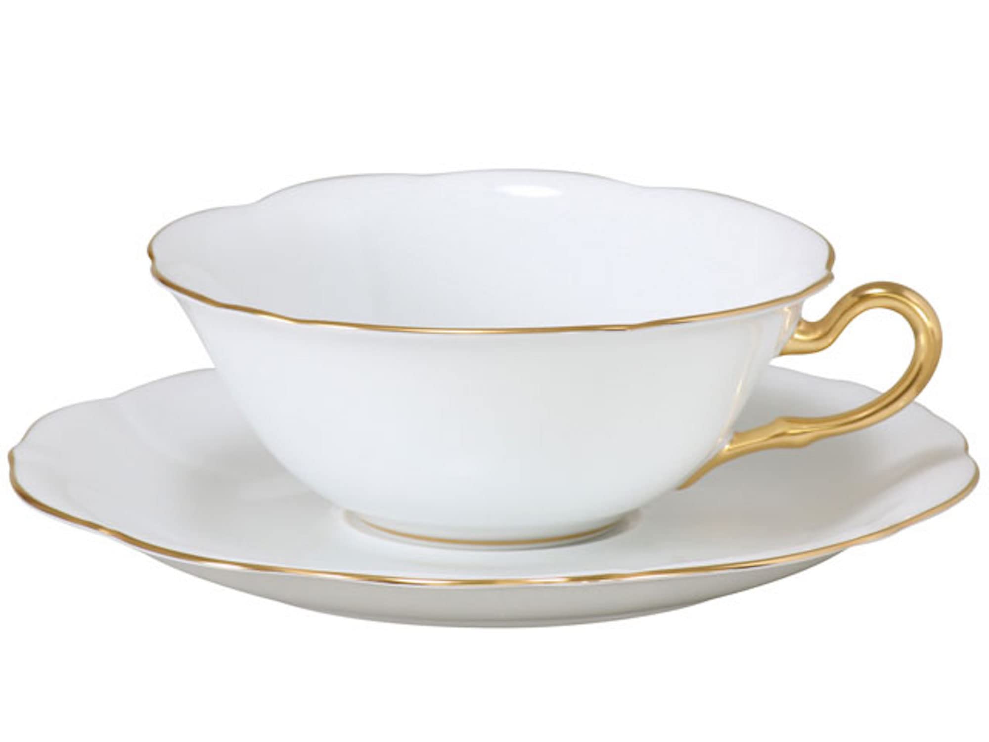 

Okura Art Pottery Gold Line Flavored Tea Cup & Saucer, Coffee/Tea, Approx. 180cc, Made in Japan, 94C/1001