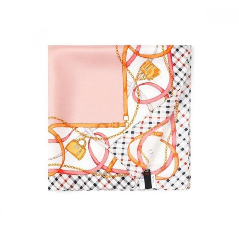 Daks Silk Pink Chain Pattern Square Scarf Dcsc1f142