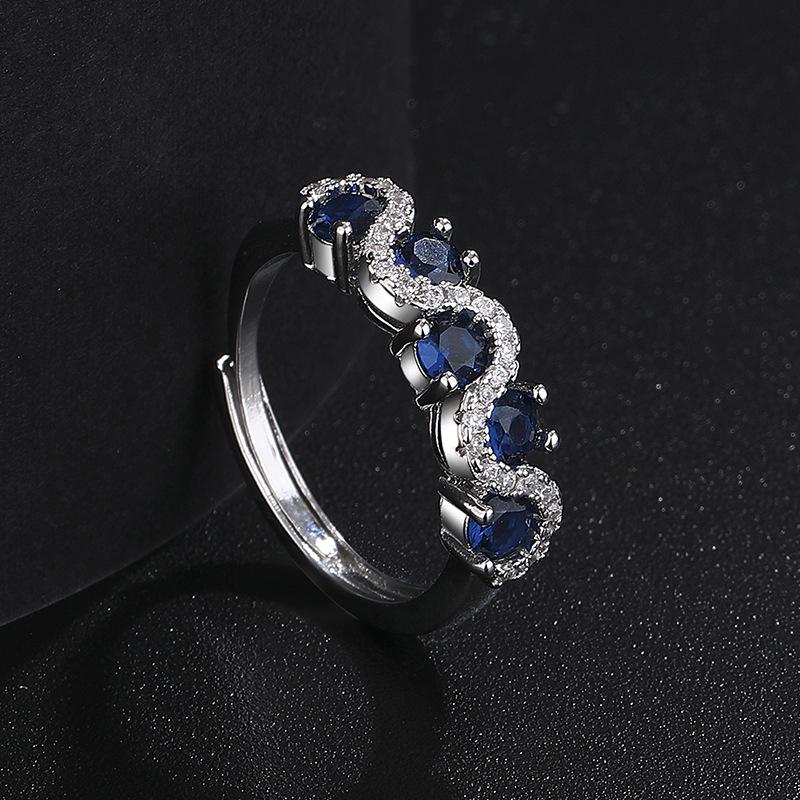 Женское кольцо с цветным камнем и волной - Высококачественная легкая роскошь, модный дизайн с витой проволокой