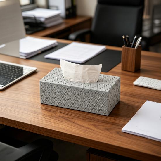 Tissue Box, with Waterproof Wear-Resistant Surface, Diamond Embossed Texture Compact Paper Holder for Office Bedroom
