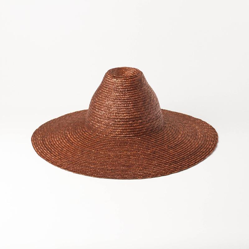 2025 New Elegant 15cm Wide Brim Sun Hat For Ladies Summer High-top Ribbon Hand-woven Black Hat Designer Style Hats Caps Men