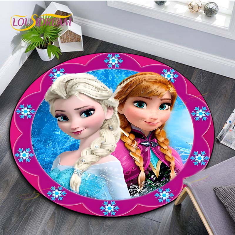 

Cartoon Frozen Round Children Carpet Simplicity Anime Pattern Children Flannel Carpet Baby Hand Print Carpet 60cm