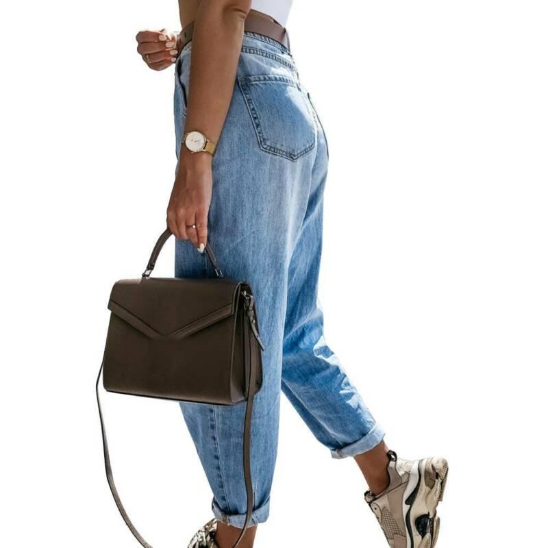 Mujeres novio denim Jeans alta cintura cremallera hacia arriba pantalones  de mezclilla casual damas cinturón al aire libre pantalones comprar a buen  precio — entrega gratuita, reseñas reales con fotos — Joom