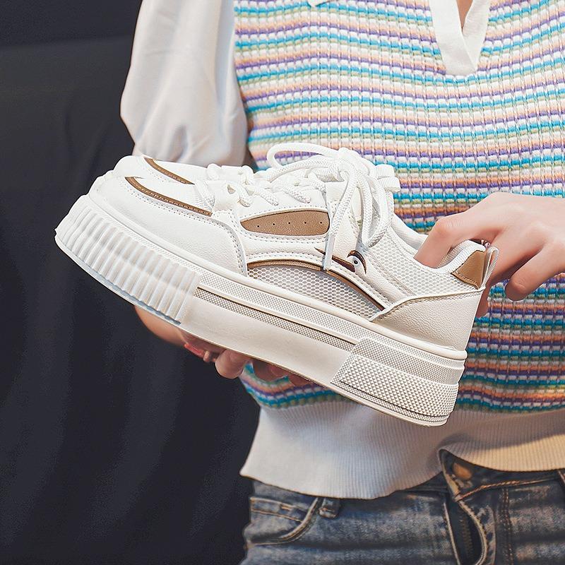thick-soled mesh white shoes women show high spring and summer new casual board shoes niche net shoes 0