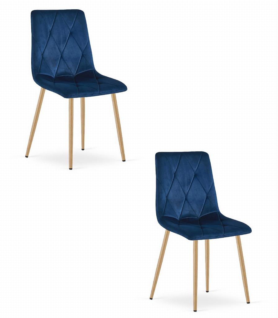 LIBRA chair - navy blue velvet / wood-colored legs x 2