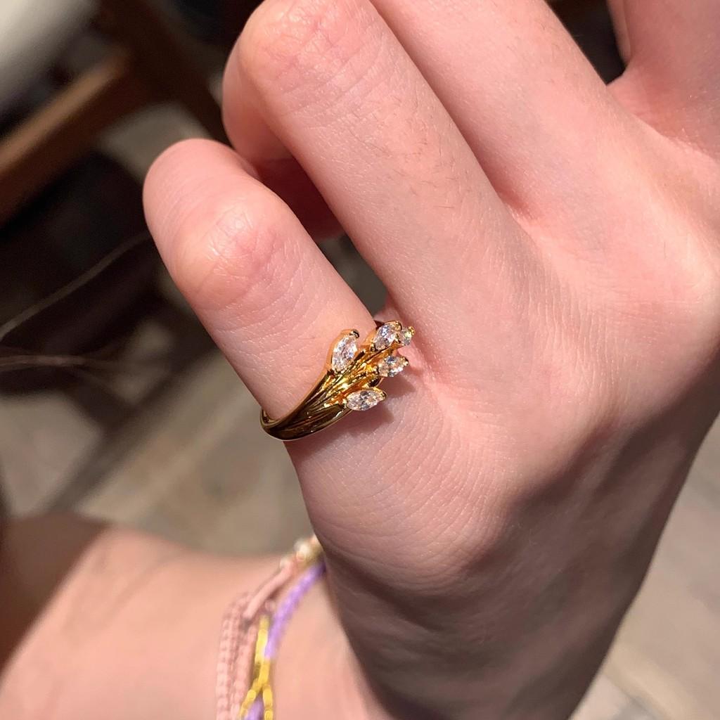 Elegant Adjustable Gold Wheat Spike Ring For Women Stylish Minimalist Fashion Jewelry