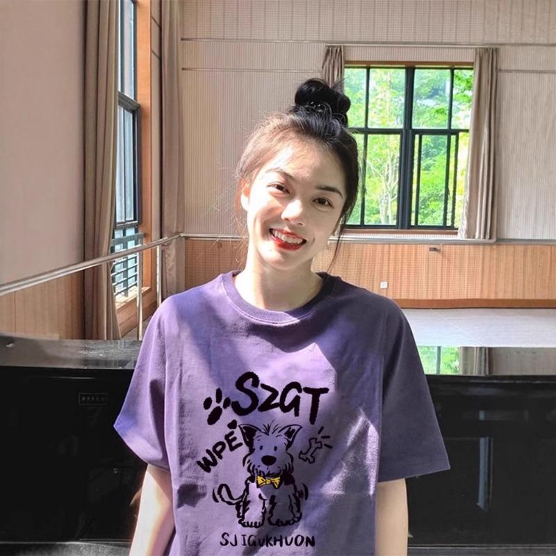 Summer Fashion O Neck Printing Loose Casual T-shirt Women Harajuku Vintage Short Sleeve Cotton Pullover Tee