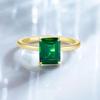 Monkton 100% 925 Silver Engagement Rings for Women 3CT Solitaire Created Green Emerald Wedding Band Promise Jewelry