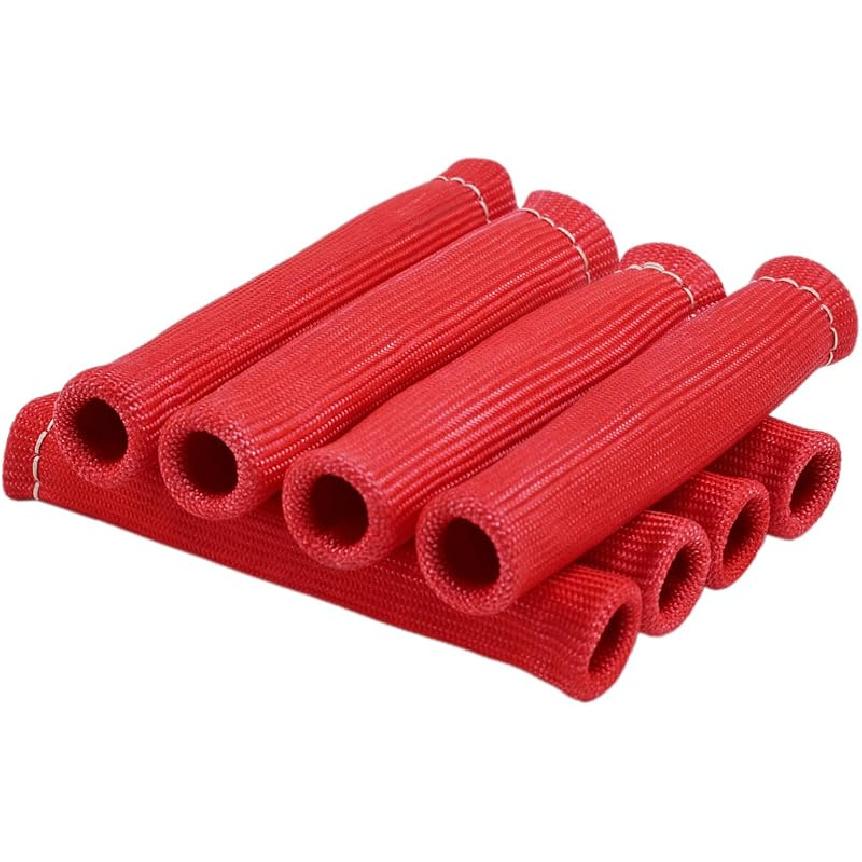 8Pcs 2500° Degree Spark Plug Wire Boots Heat Shield Protector Sleeve Cover Compatible With SBC BBC 350 454,6 Inch, Black