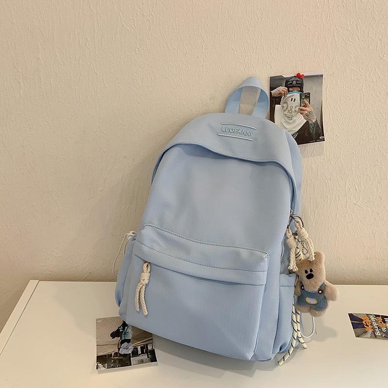 Schoolbag: Fashionable and Fresh Schoolbag, Large Capacity for Girls, High School, Junior High School, Simple Solid Color, Versatile Commuter Backpack