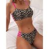 New women's triangular halter bikini swimsuit gathers sexy swimsuit leopard print cover