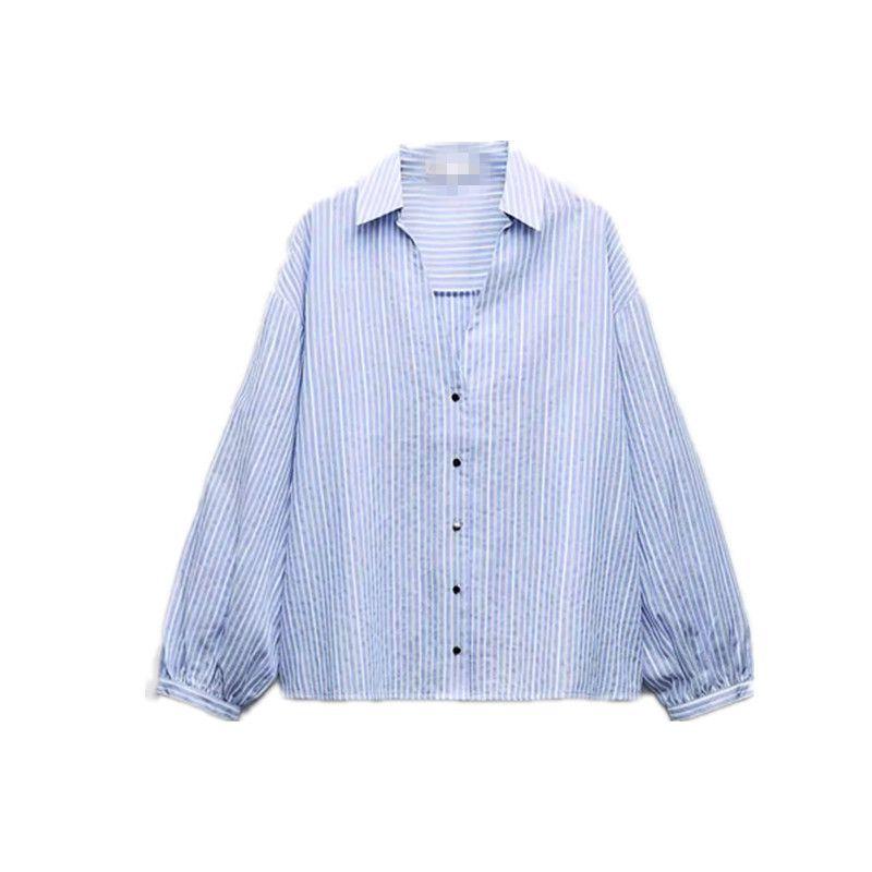 Fashion Style 2024 Spring New Fashion Women's Fashion Clothing Vacation Style Stripes Shirt 2 Colors 4387033 044