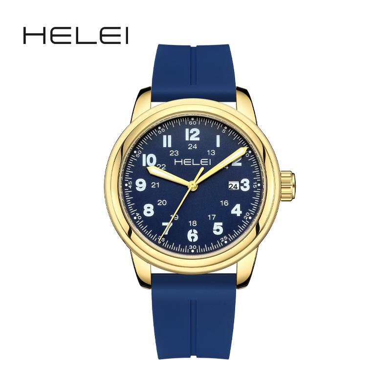 HELEI Sport Men Watch Top Brand Luxury Military Waterproof Male Clock Quartz Business Original Silicone Wristwatch Gift 9020CJ