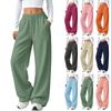 Pantalon de survêtement large taille haute de couleur pour femme, Pantalon décontracté à jambe droite