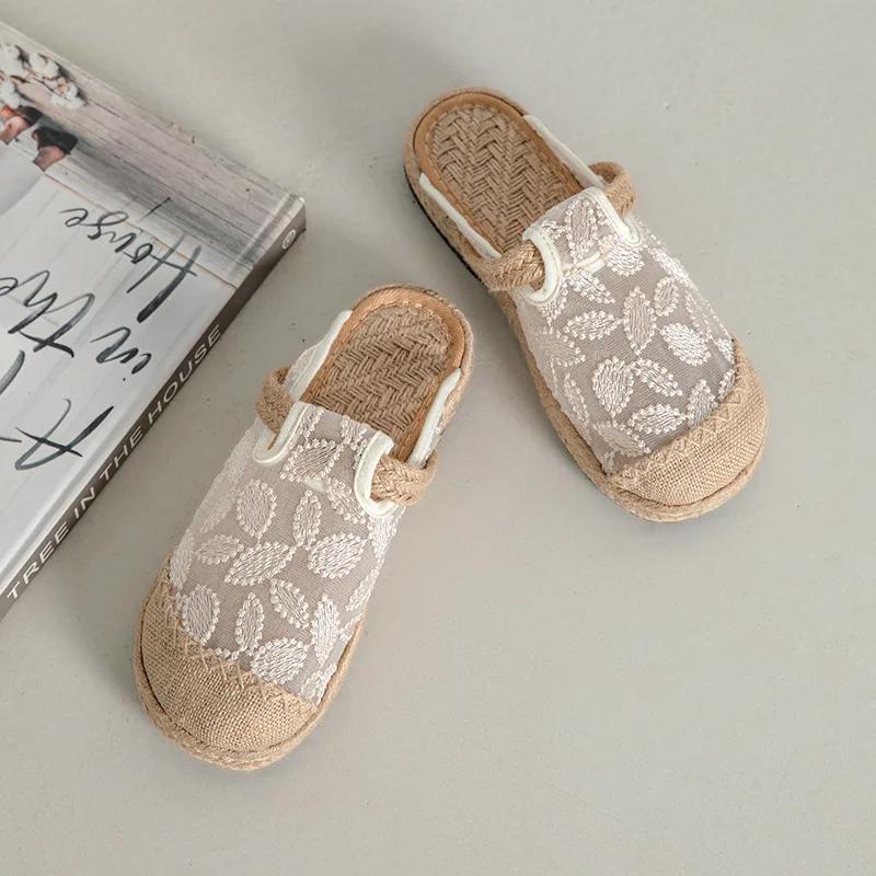 Fashion Large Size Single Shoe Women's Summer New Lace Mesh Hollowed Out Women's Flat Bottomed Fisherman's Shoes flat shoes women