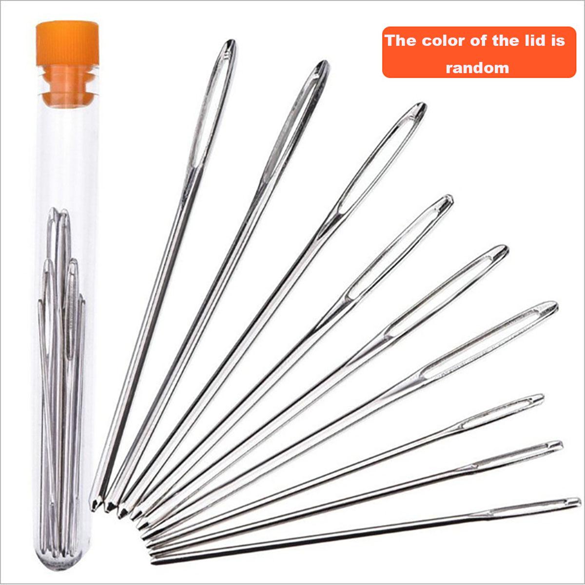 

9 шт. швейные иглы с большим ушком, спицы для вышивки крестом, нитки для вышивки по коже, швейные принадлежности