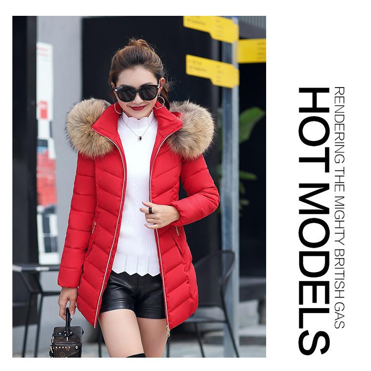 2025 Winter Cotton Jacket, New Cotton Jacket, Women's, Medium To Long, Slim Fit Cotton Jacket, Big Wool Collar, Down Cotton Jacket, Women's Coat