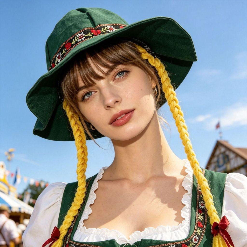 Cappello con treccia costume Oktoberfest per donna in tessuto poliestere Accessori Cosplay Halloween