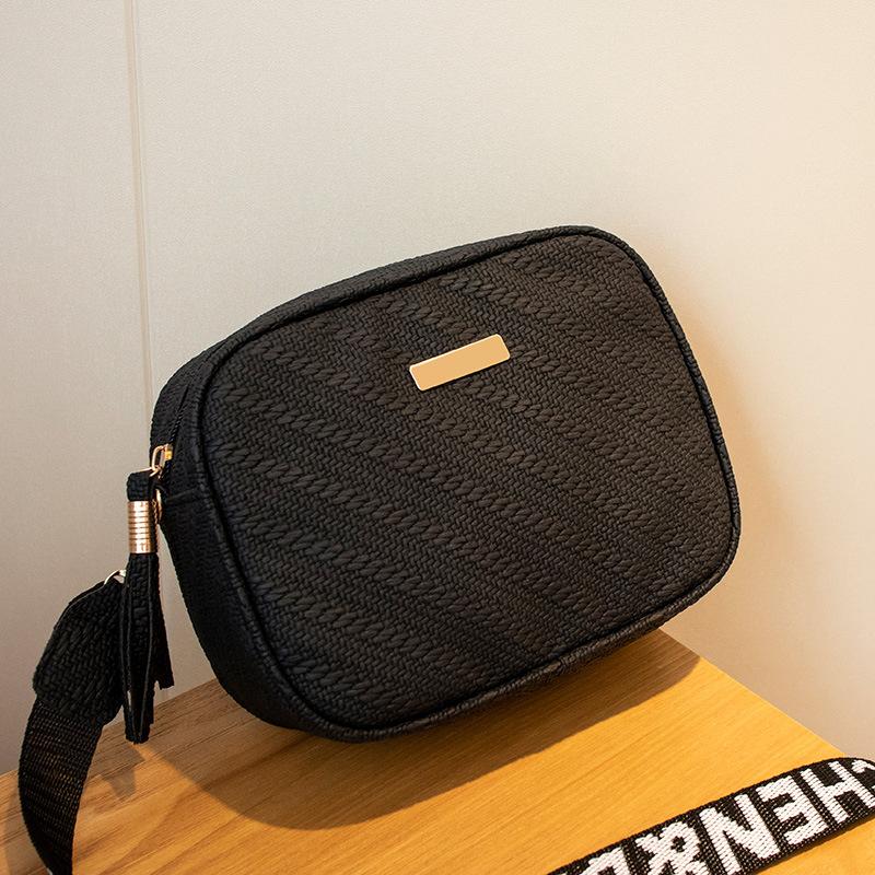 New embossed iron sheet ribbon messenger small square bag casual simple cosmetic bag mobile phone bag