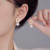 New Summer  Sweet Copper Zircon Colored Glazed Flower Imitation Pearl Earrings Women's Gift Banquet Jewelry 2024