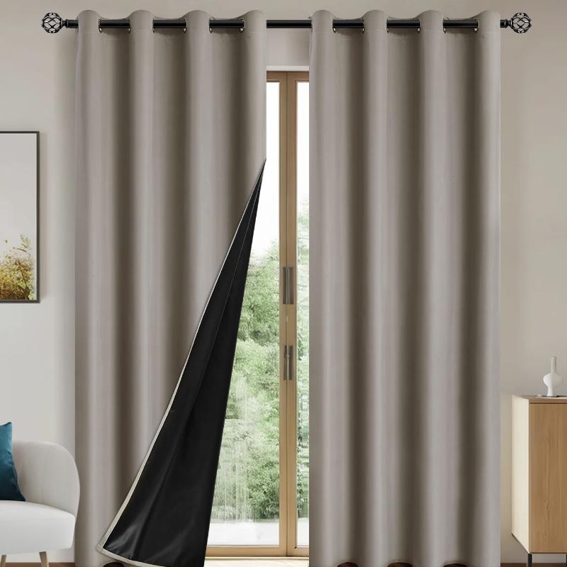 1Pc Solid Color Full Shading And Sun Protection 100% Blackout Curtains, Bedroom And Living Room Shading Curtains